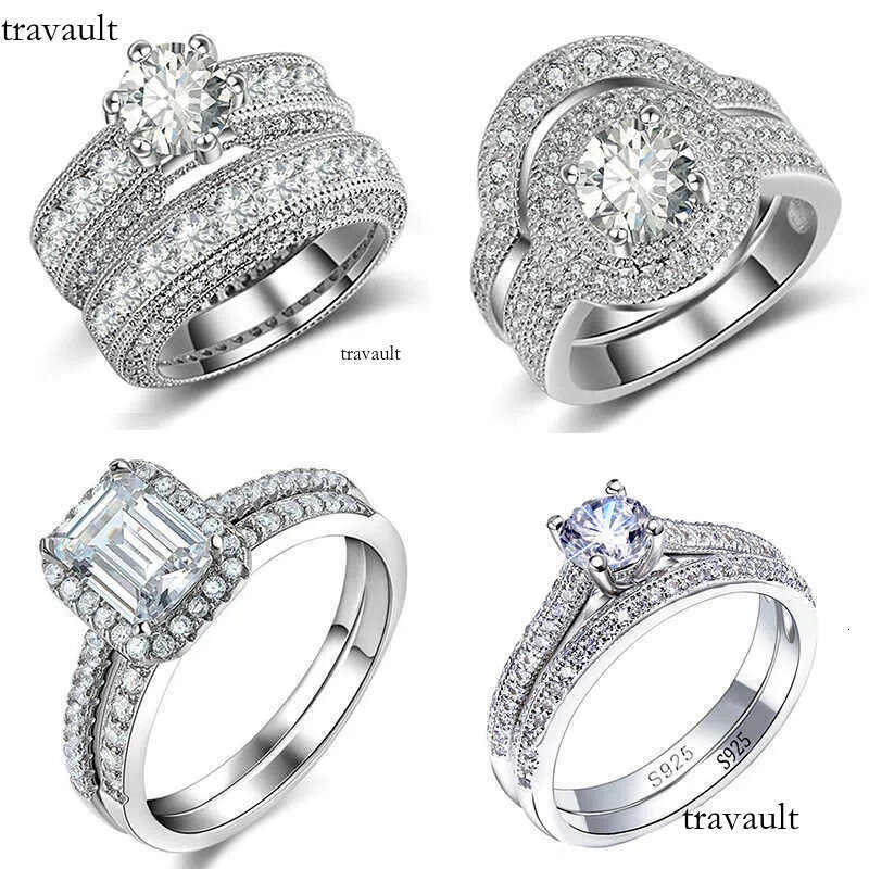 Large Special Sparkling Dia Ring New Sterling Sier Wedding Rings Set for Bridal Women Engagement Finger Party Gift Designer Jewelry