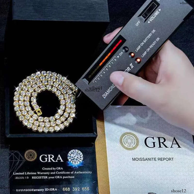 bracelet tennis Hip Hop necklace fashion Jewelry Pass Dia Tester 5mm vvs moissanite iced out cuban chain for men women
