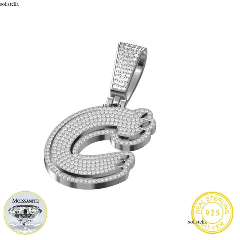 Fine New Sier Moissanite Classic Letters Pendant Punk Hiphop/Rock For Men Hip Hop Jewelry b5