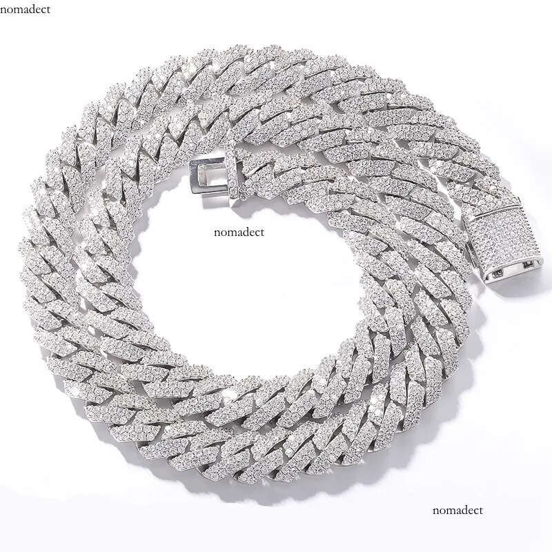 pendant necklaces designer for men Fine jewelry pass dia tester iced out Miami necklace Sterling Sier 14mm cuban link chain moissanite ea