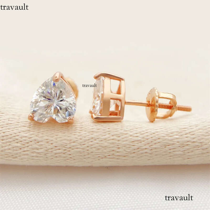 heart shaped cutting moissanite for women solid sterling sier stud earrings gold plated mens earring designer jewelry valentines day gift