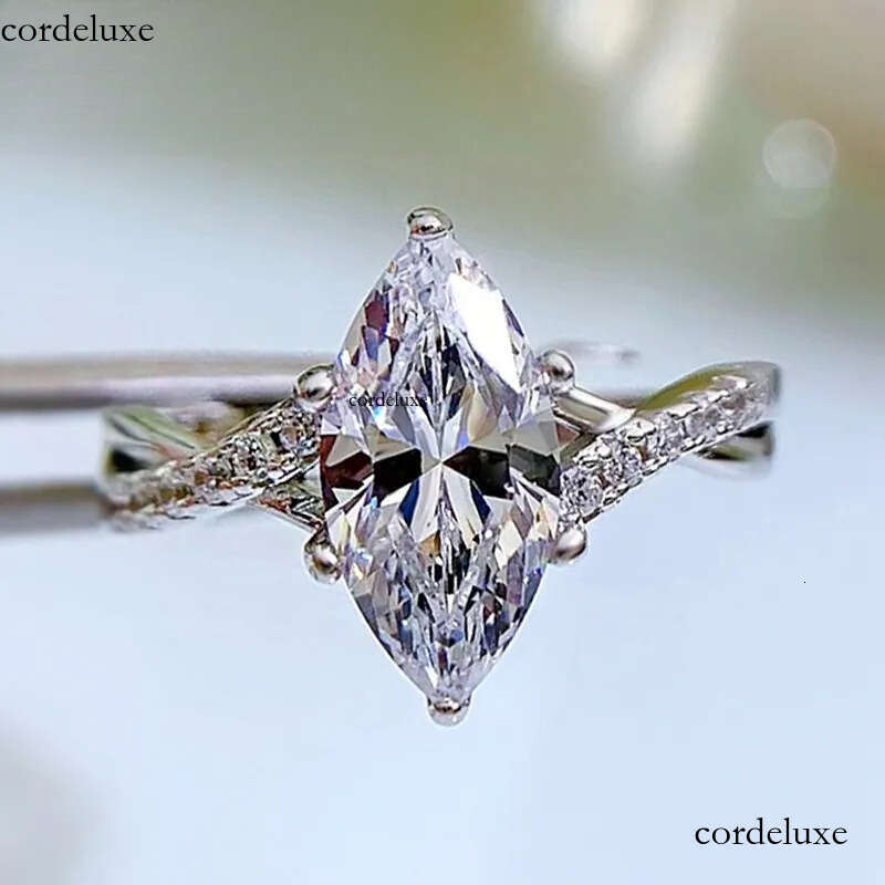 PANSYSEN 100% Sterling Sier Marquise Cut Simulated Moissanite Dia Wedding Engagement Ring Women Fine Jewelry Wholesale 04