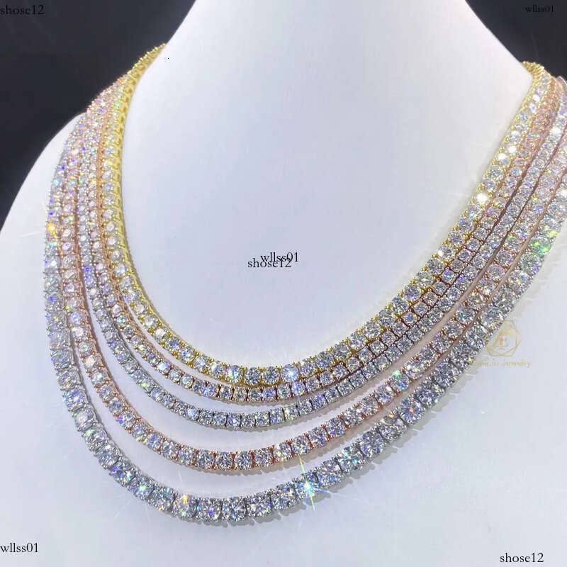 2mm 3mm VVS Moissanite Tennis Chain 7-24 inch Women's and Men's Bracelet Necklace
