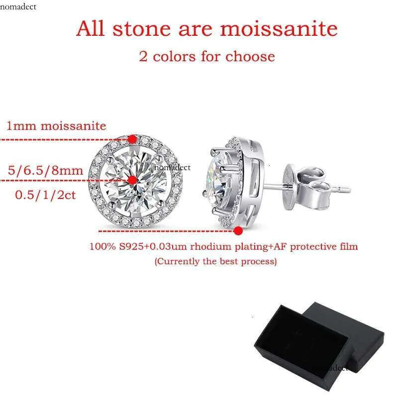 Smyoue 2CT Certified Moissanite Stud Earrings for Women Platinum Plating Sterg Sier Dia Ear Studs Wedding Fine Jewelry 95