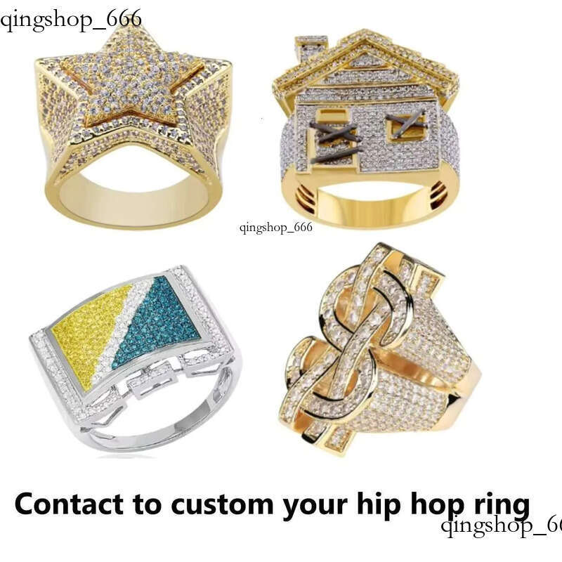 Men Rings Design Engraved Round Cut 4ct Moissanite Hip Hop Sier 10k 14k Gold 3D Iced Out Crown Ring 2f 2a 2c