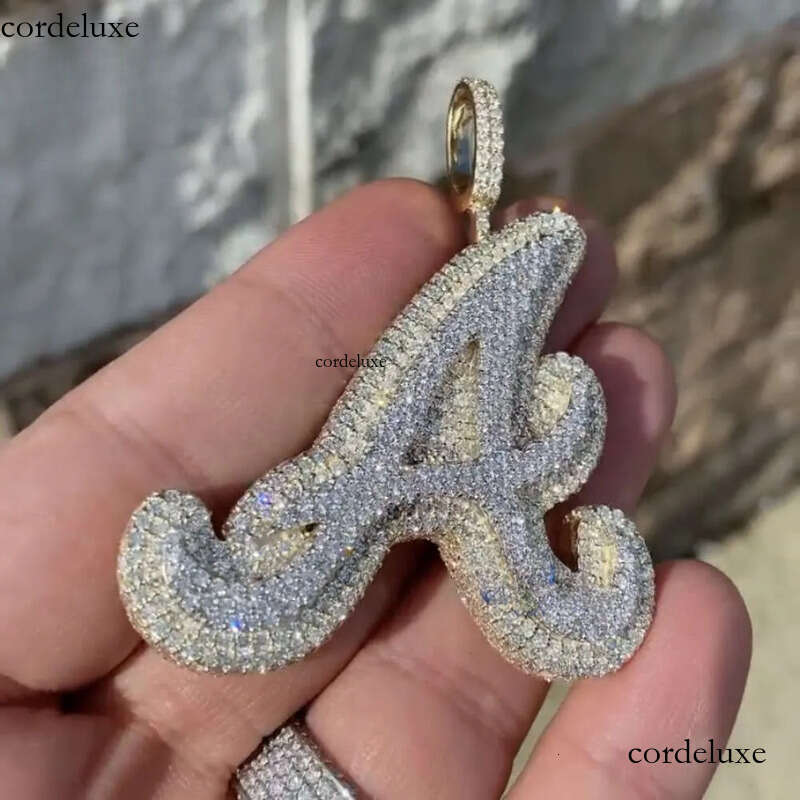 High quality pass dia tester sier letter 26 initial A B C D iced out custom moissanite pendant a8