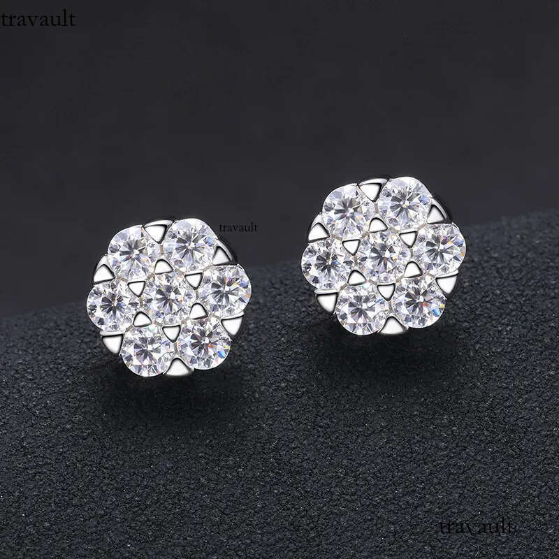 Passed Test Men Women D Color 3mm Moissanite Sterling Sier Gold Plated Bling Dia Studs Earrings Nice Gift02024