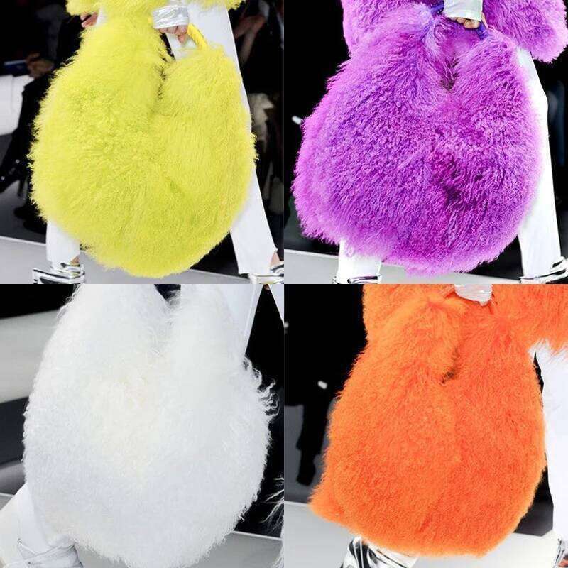 Designer Luxury Ethel Anderson Real Mongolia Handbags Women S Lamb Plush Shoulder Bags Soft Fur Hobo Handbag Large Capacity Purse