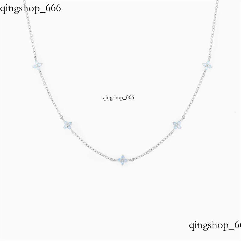 Ins Simple Fashion Flower Pendant Jewelry White Rose Gold Fill Blue Sapphire CZ Dia Gemstones Party Women Clavicle Necklace For Mother Day Gift 2d