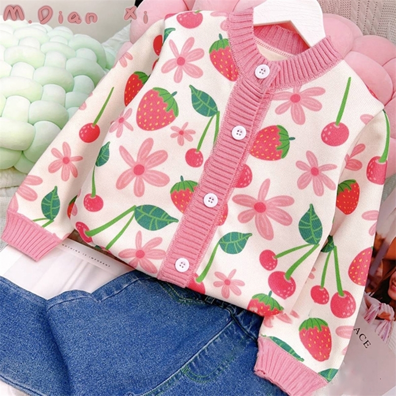Cardigan Baby Girl Sweater Fashion Floral Knitted Cardigan Jacket Kids Chidlren Toddler Pearl Button Sweaters For Autumn Winter Gifts 230919