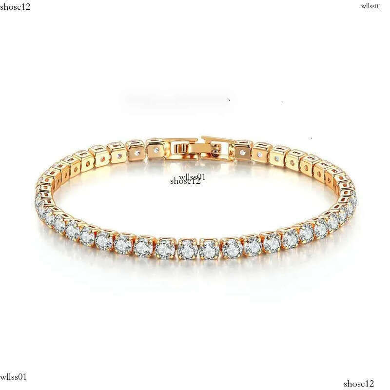 Tennis chain fashion designer VVS zircon women's bracelet, men's blue jade powder Mosonite Sier gold plated jewelry dia single row hip hop 4
