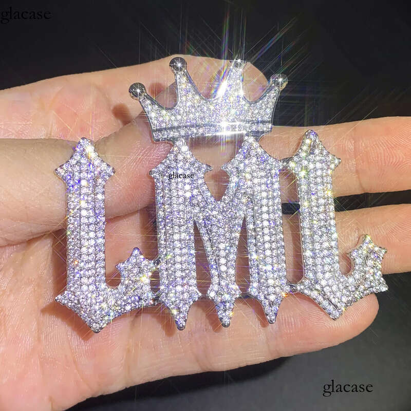 DIY Custom A-Z Burr Letters Name Pendant Necklace TopBling 5A Zircon Crown Clasp Jewelry d3