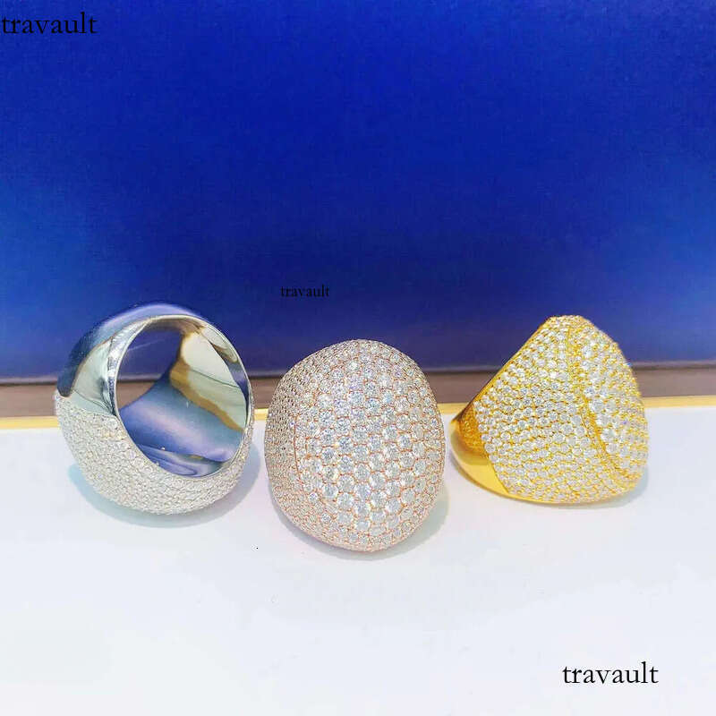 Fine Jewelry Mens Rapper S Sterling Sier Plated Ice Out FL/Vvs1 Dia Yellow Gold Hip Hop Moissanite Ring