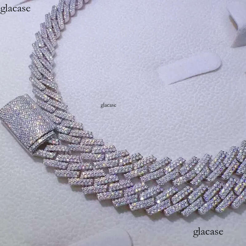 Hot Sale 10mm Sterling Sier Moissanite Cuban Link Chain Necklace and Bracelet New Type Jewelry e4