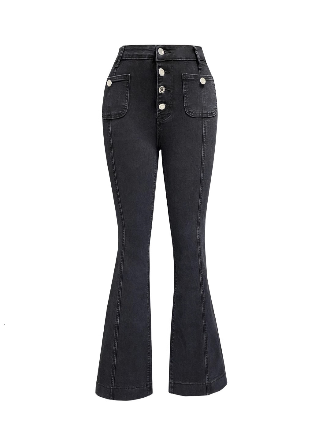 Women's with multi button design, light blue stretch, comfortable and trendy all year round, straight leg jeans for women ddmysept