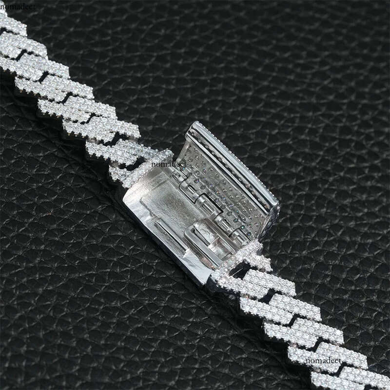 10mm Full Moissanite Inlay S Sier Dia Cuban Chain Trendy Brand Necklace Accessories Free delivery 45