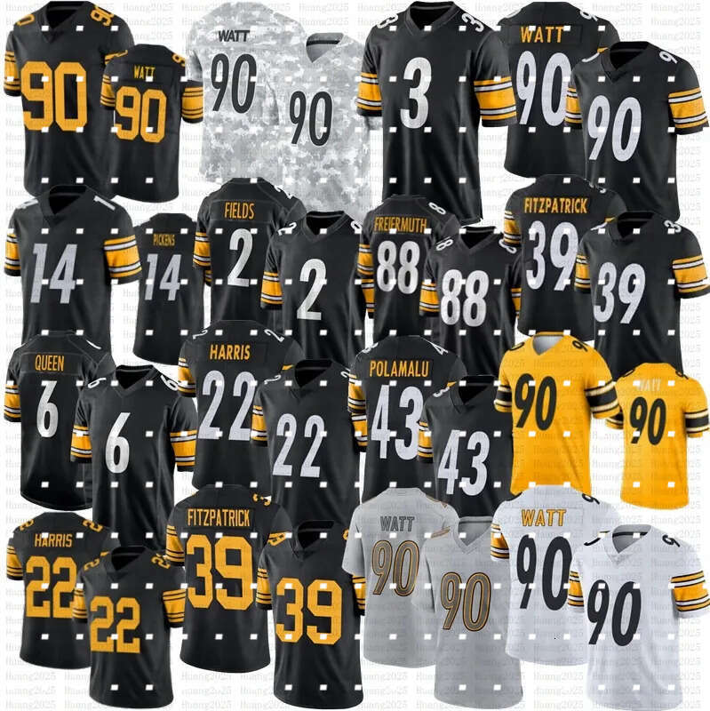 Justin Fields TJ Watt Football Jersey George Pickens Patrick Queen Harris Fitzpatrick Heyward Porter Roethlisberger Polamalu Frazier Fautanu