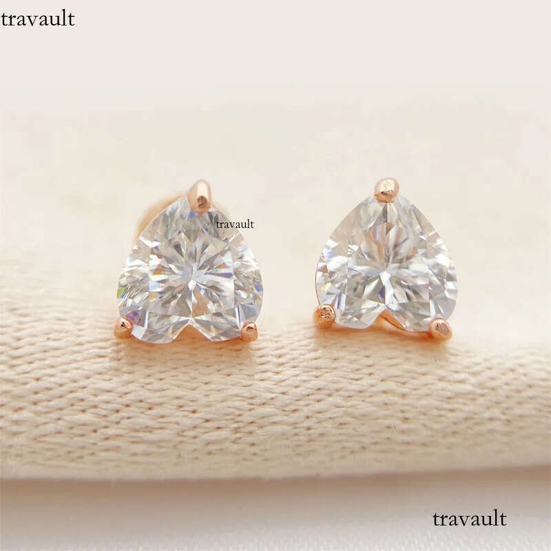heart shaped cutting moissanite for women solid sterling sier stud earrings gold plated mens earring designer jewelry valentines day gift