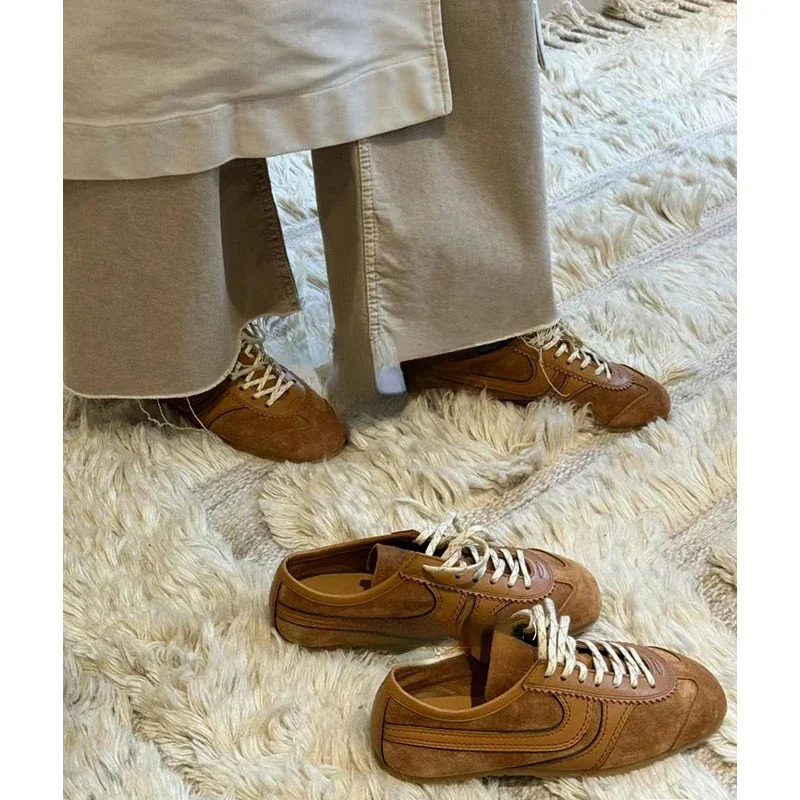 Forrest Gump Shoes Women 2025 fourseason genuine leather womens sneakers flat casual retro German training shoes 250930