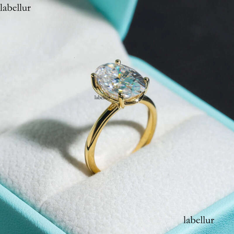 10K 14K Solid Real Gold Engagement Rings 4.5CT Oval D Color VVS Moissanite Dia Wedding Ring 36