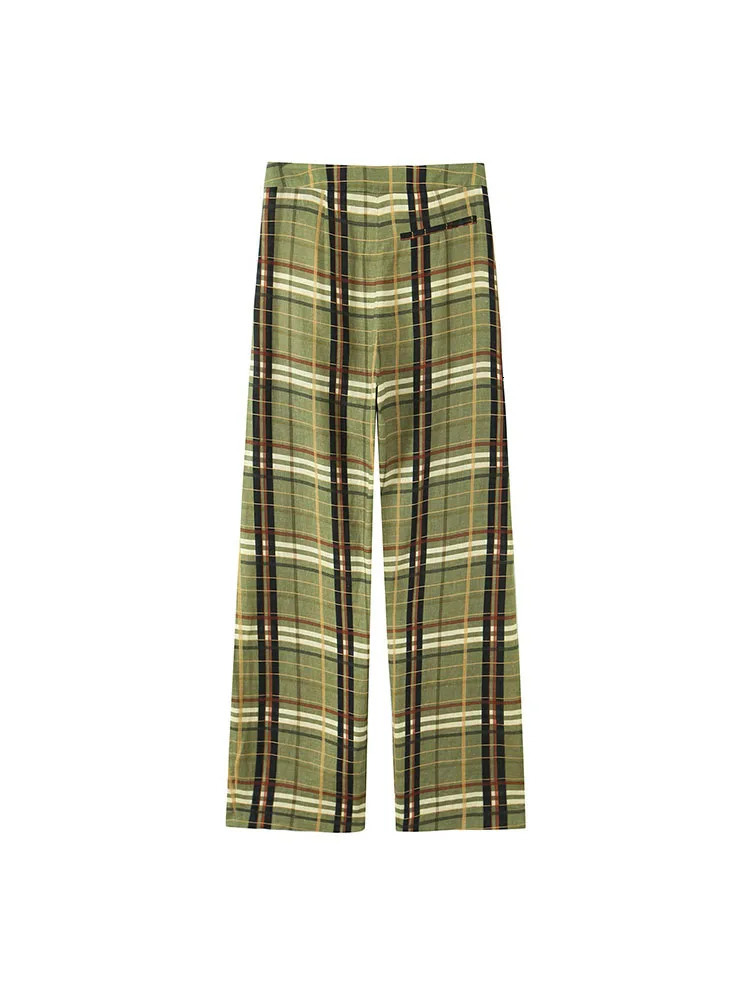 Womens 2025 Pants Checkered Loose for Women Commuting Straight Tube Simple Female Streetwear Casual Trousers 250930