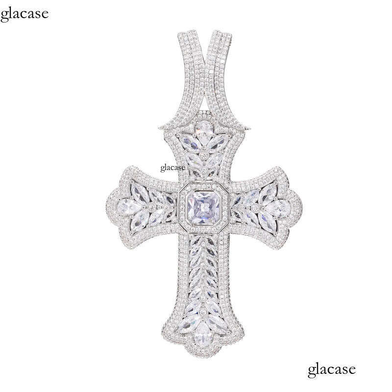 TopBling Hip Hop Full 5A T Zircons Large Cross Pendant Necklace Mens Religious Jewelry 25