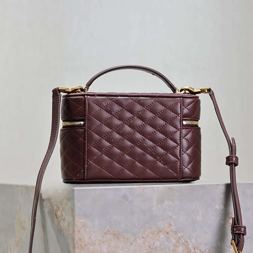 Designer Vanity 18CM Lambskin Leather Cosmetic Mirror quality Women Clutch Shoulder Bag