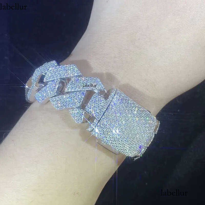 Lifeng Jewelry 20mm 4rows VVS Moissanite k Bracelet Sterg SIer Dia Hiphop Cuban Chain for Men 79