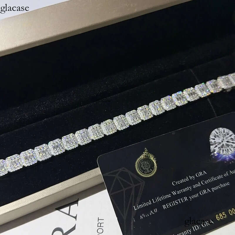 Sterling Sier Iced Out Dia Ready to Ship Vvs Moissanite Hip Hop Jewelry Tennis Bracelet 66