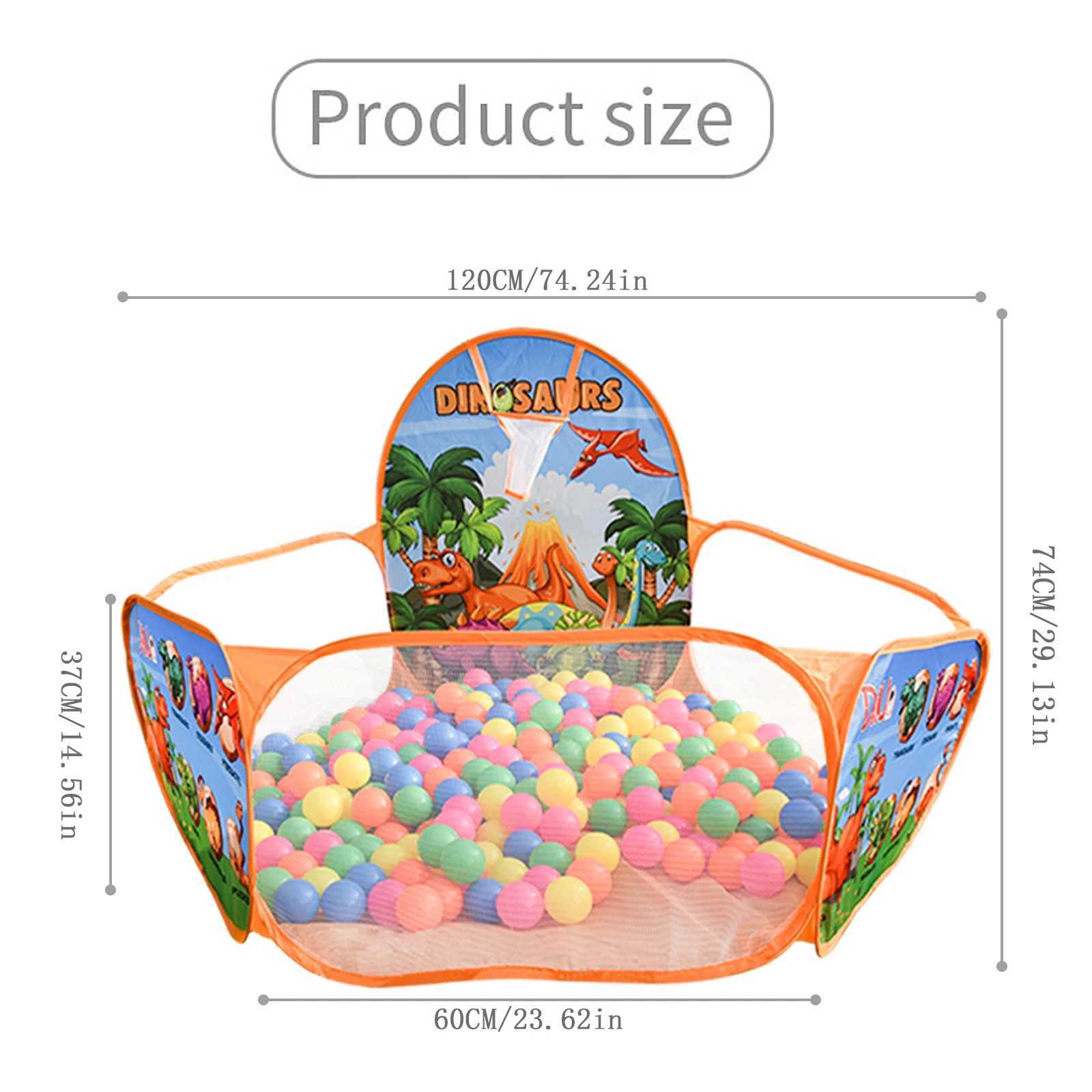 Cartoon Dinosaur Pattern Blue Orange Ocean Ball Pool Indoor and Outdoor Foldable Portable CHILDRENS Tent Excluding Ball C250929