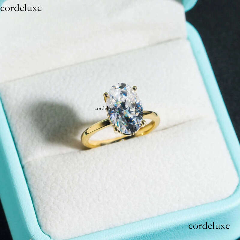 10K 14K Solid Real Gold Engagement Rings 4.5CT Oval D Color VVS Moissanite Dia Wedding Ring 62