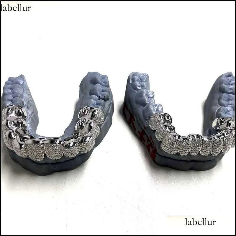 Grillz Dental Grills Exclusive Customization Moissanite Teeth Iced Out Hop Sier Decorative Braces Real Dia 9b
