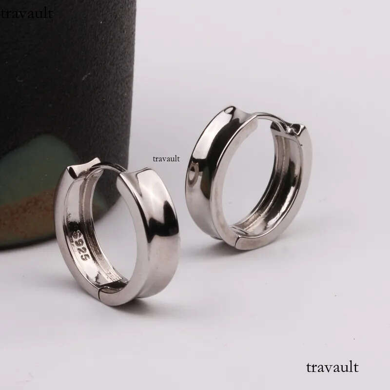 Original Sterling Sier Stud Concave Earrings Womens Simple Neutral Trend Cold Style Fashion All-Match Jewelry Accessories