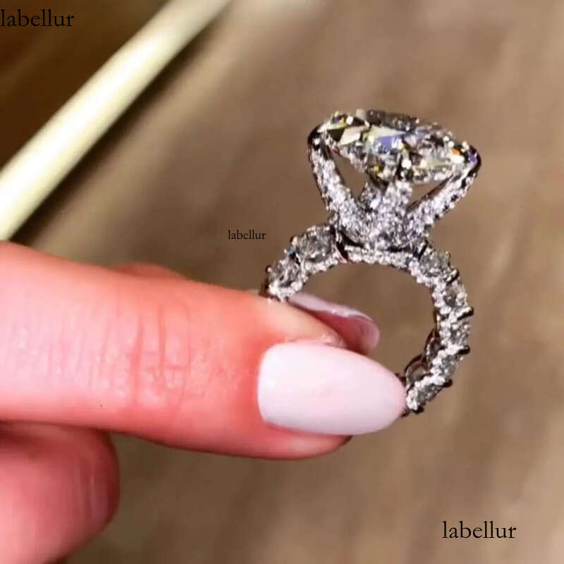 designer earrings Wedding Rings Jewelry Sparkling Pure 100% Sterling Sier Princess Cut Moissanite Dia Gemstones Party Eternity Women Ring Gift f6