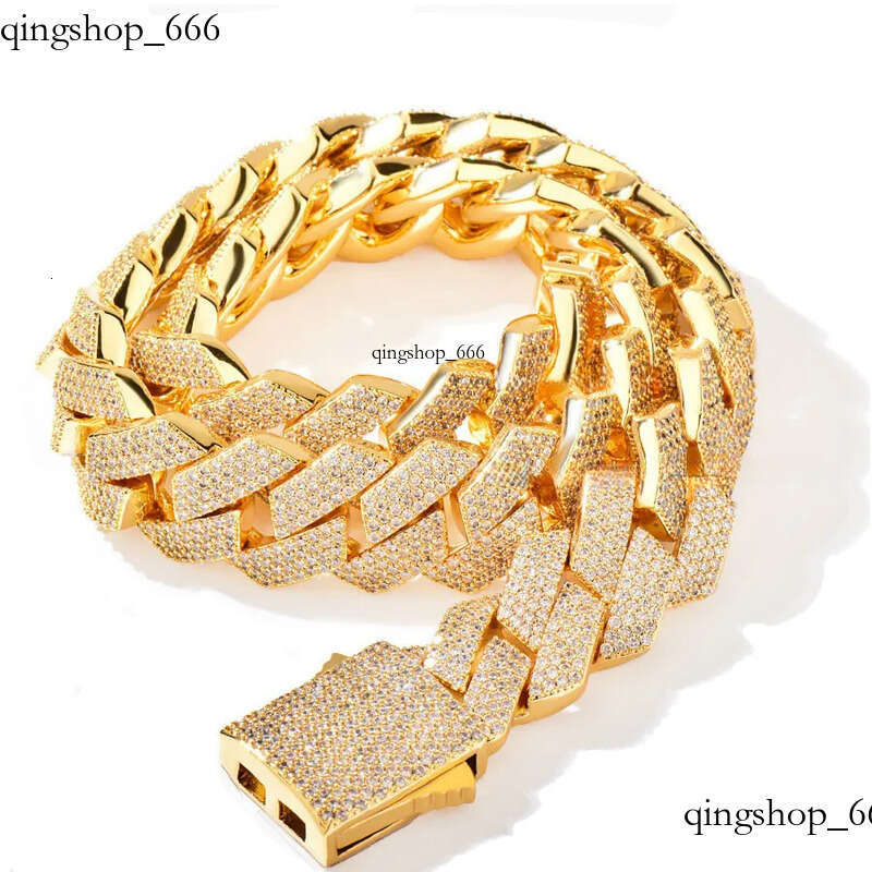 Hip Hop 20mm Dia Cuban Spring Clasp Necklace Personality Copper Inlaid Zircon Multiple Sizes Accessories Jewelry Bulk goods wholesale 78