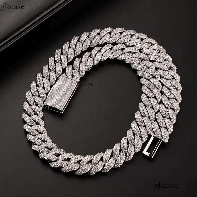 Fine Jewelry Hip Hop Iced Out Vvs Moissanite Miami Cuban Link Chain Necklace for Men 45