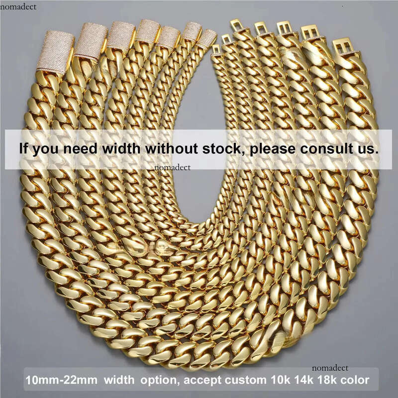 Cadenas cubana Wholesale Hip Hop Jewelry 14K Gold Plated Choker Solid Miami Cuban k Chain Necklace For Men a8