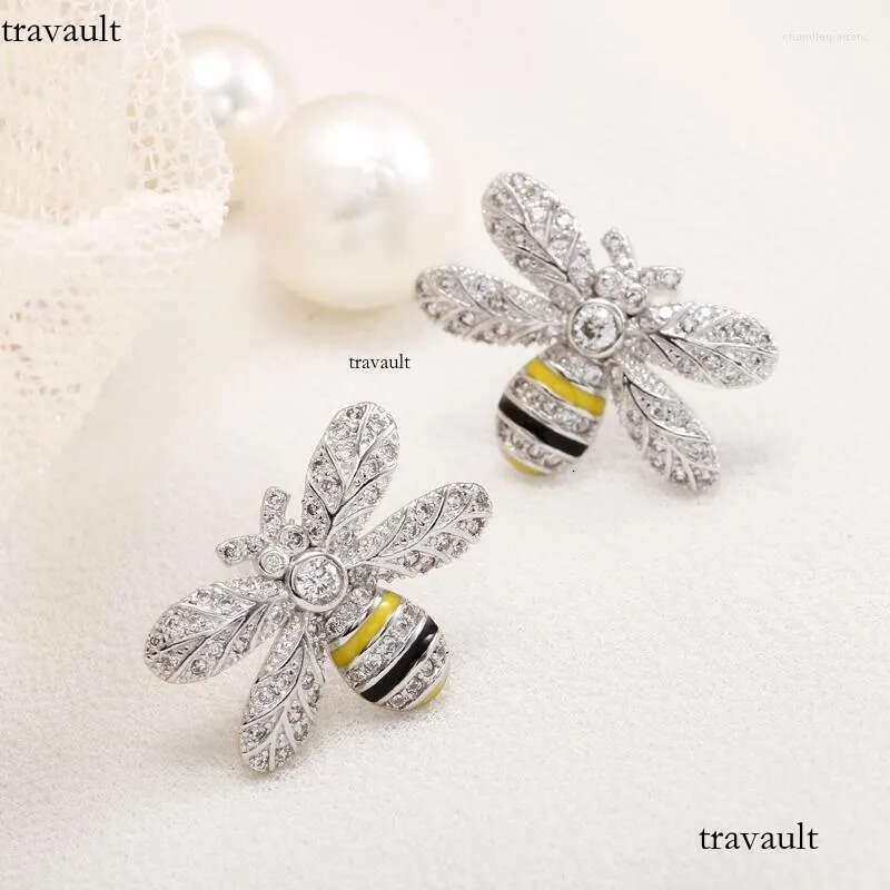 Stud Earrings REETI Sterling Sier Bee Zircon For Women 2023 Trend Personality Lady Fashion Jewelry