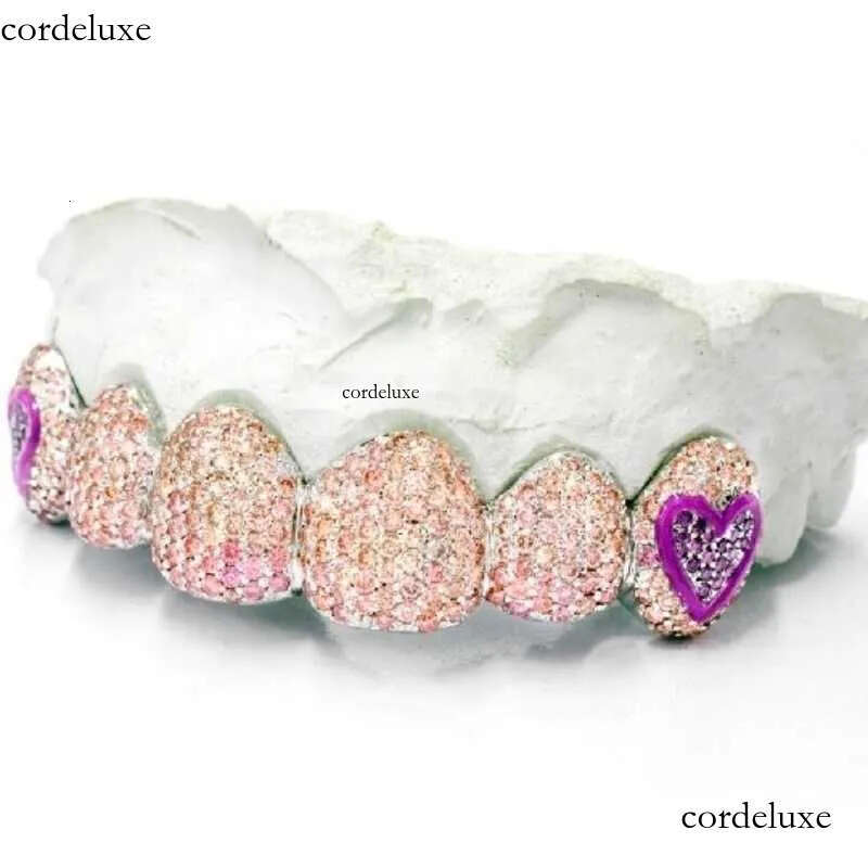 Custom Hiphop Iced Out Rose Gold For Teeth Sterg Sier Bg Moissanite Grillz e2