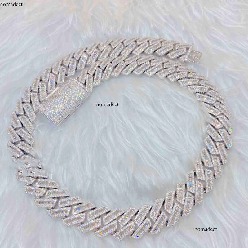 moissanite iced out cuban k chain Hip Hop Fine Jewelry Baguette Dia Men Necklace Sterg Sier Fully Vvs Moissanite designer jewelry c2