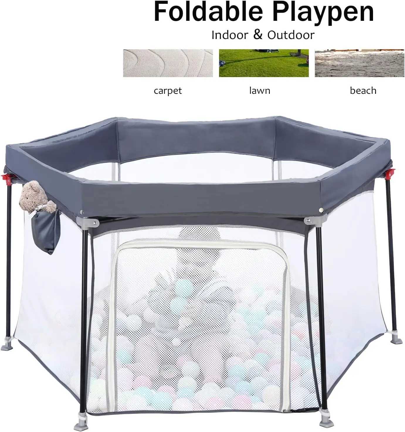 UBRAVOO Baby Playpen Foldable Hexagon Upgraded Sturdy Safety Playyard for ToddlersSoft Breathable MeshOutdoorIndoorHEXA606 C250929