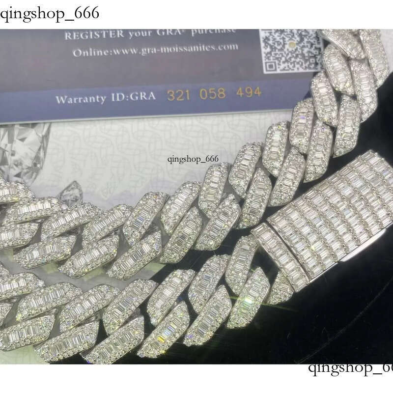 necklace moissanite Selling 15mmT square sier inset Moissanite hip hop Cuban Mai Ah secret chain simulation drill collar f4