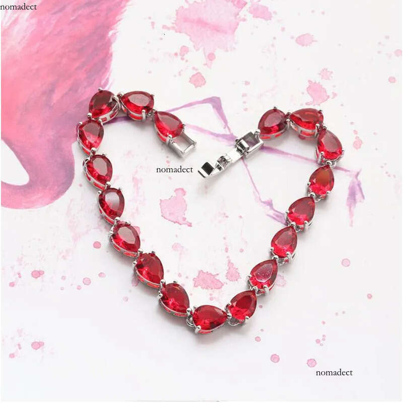 2020 Classical Fashion Jewelry Sterling Sier&rRose Gold Water Drop Pear Cut Colorful CZ Dia Women Wedding Bracelet For Lover Gift d8