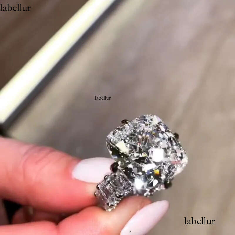 designer earrings Wedding Rings Jewelry Sparkling Pure 100% Sterling Sier Princess Cut Moissanite Dia Gemstones Party Eternity Women Ring Gift f6