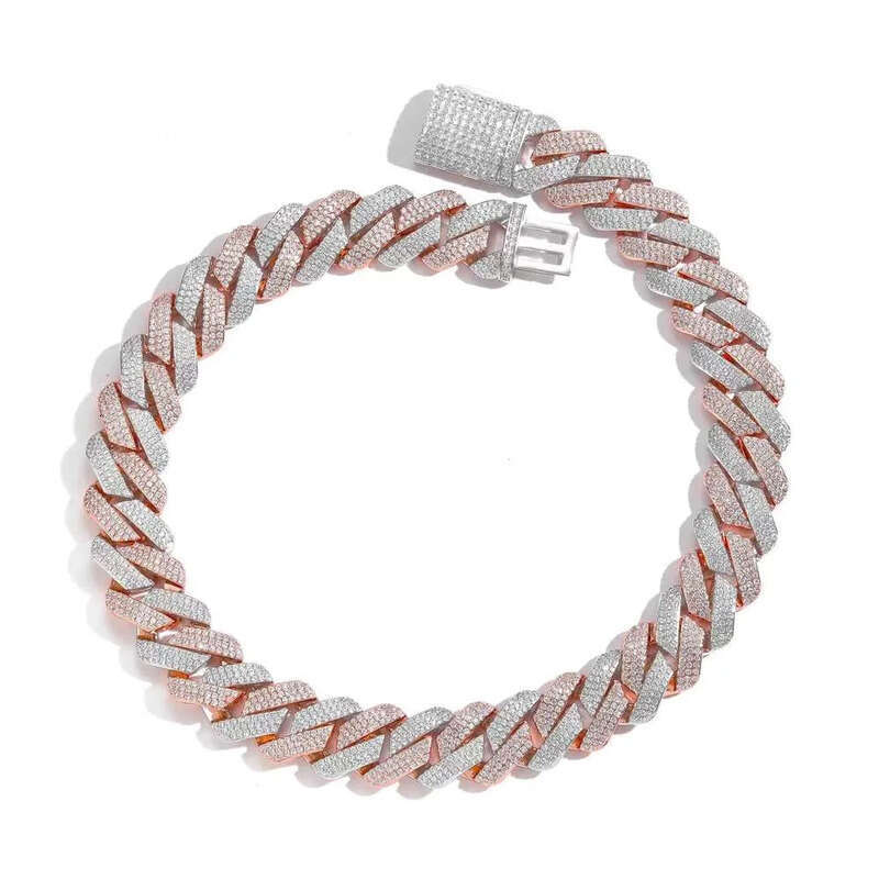 Fashion Jewelry Designer Cuban Chain, Pure Sier Tin 3 Rows Mosonite Necklace Men's Gift Gothic Iced Pendant with Dia Tester