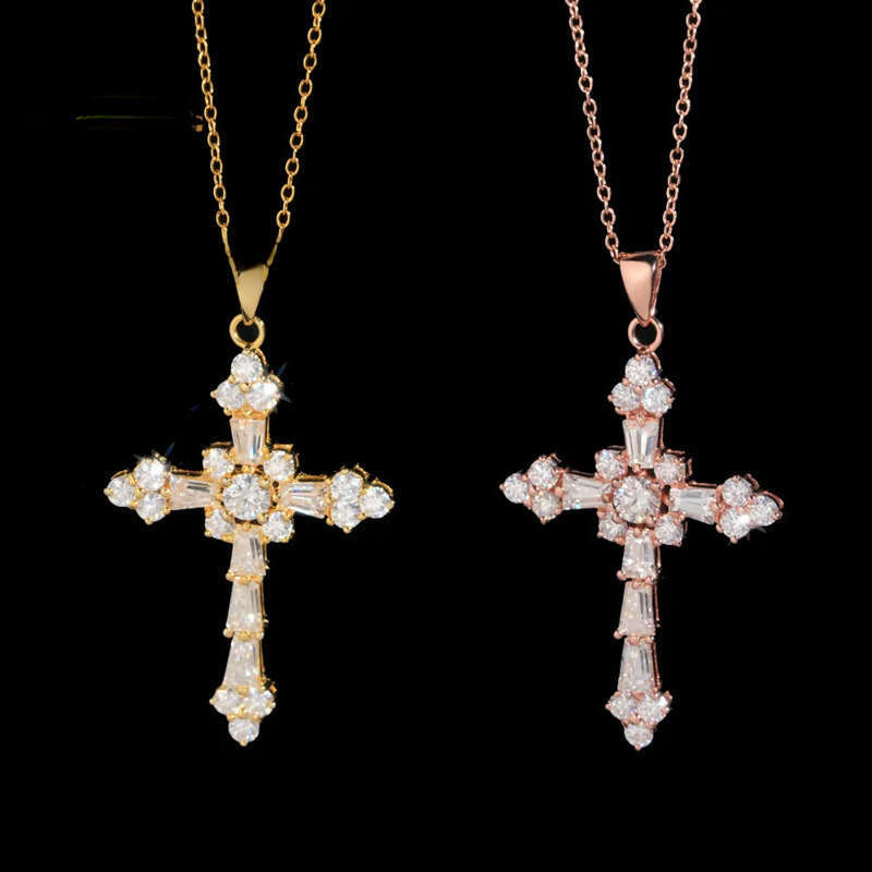 Pass Tester Classic Iced Out Hip Hop Style Link Chain Sier VVS Moissanite Dia Women Jewelry Cross Pendant Necklace