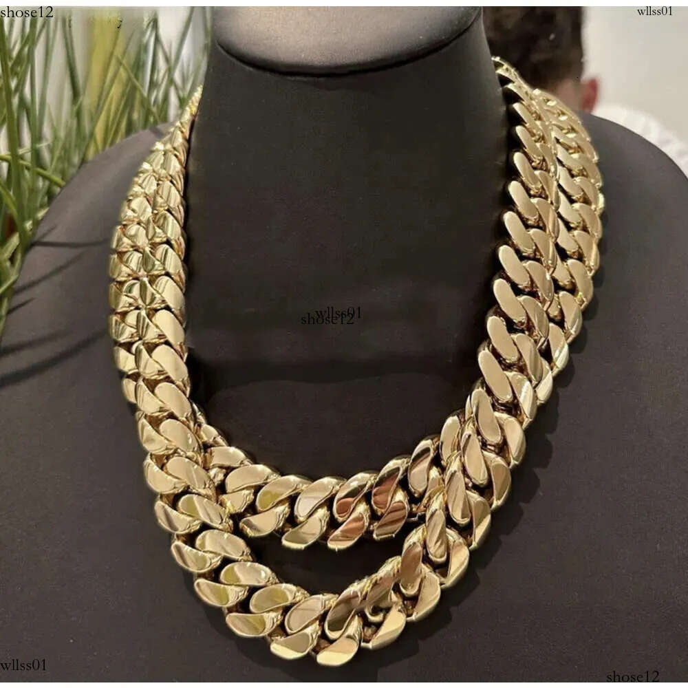 Top quality Hip Hop Jewelry Men Rapper Necklace 20MM Thick 14K Gold Plating 999 Sier Cuban Chain mihee