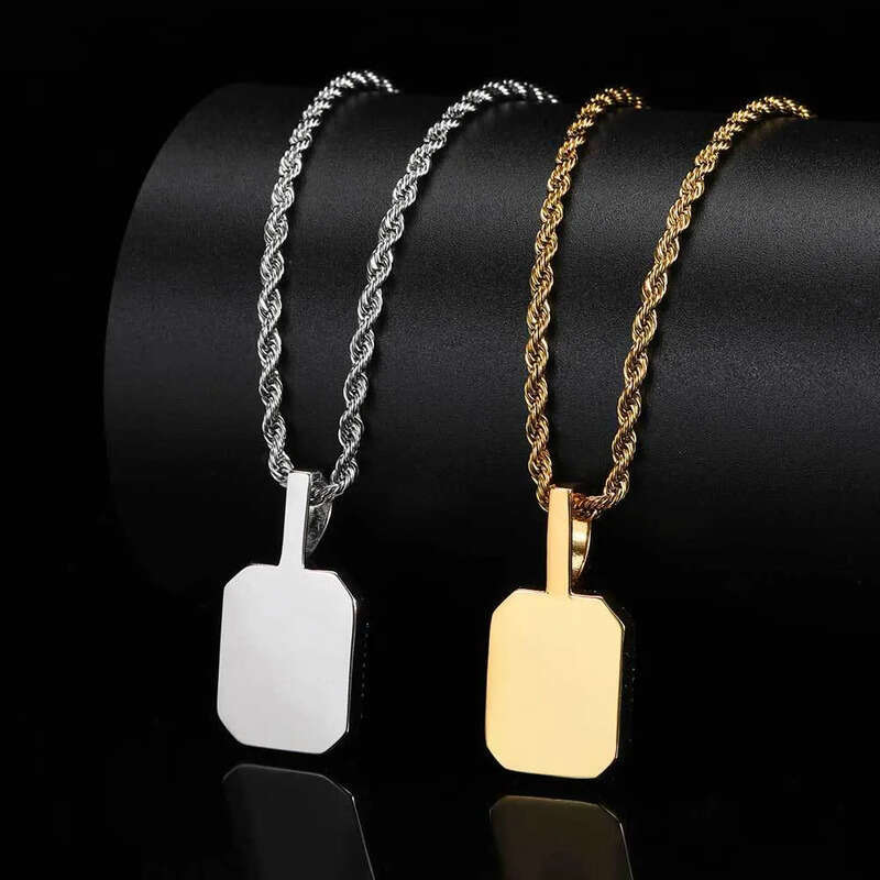Colorful Square Gemstone Pendants TopBling Full Cubic Zirconia Choker Chain Necklaces for Women Men Hip Hop Jewelry