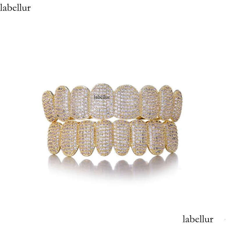 Exclusive Customization Moissanite Teeth Grillz Iced Out Hop Sier Decorative Braces Real Dia Bg Tooth Grills For Men Women No Need Provide Molds ff