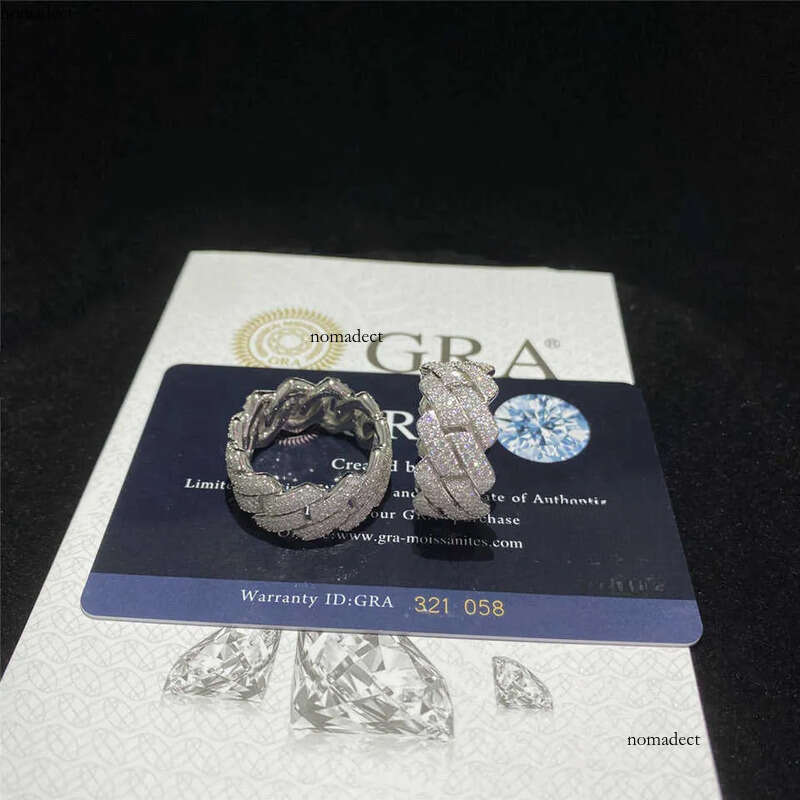 Band Cuban Custom Hip Hop Sterg Vvs Moissanite Dia Rings Men Iced Out Sier Ring Gold Plated For Women Jewelry Gift 81